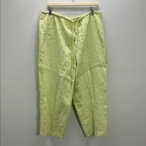 Valerie Stevens Linen Pull On Pants Lime Green Womens Large Lagenlook Coastal